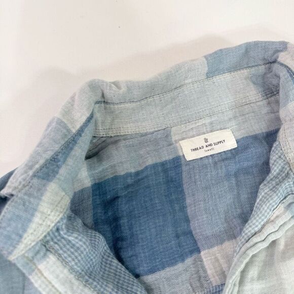 Thread & Supply Top Womens Small Blue Long Sleeve Button Down Gauzy Country - Picture 6 of 8